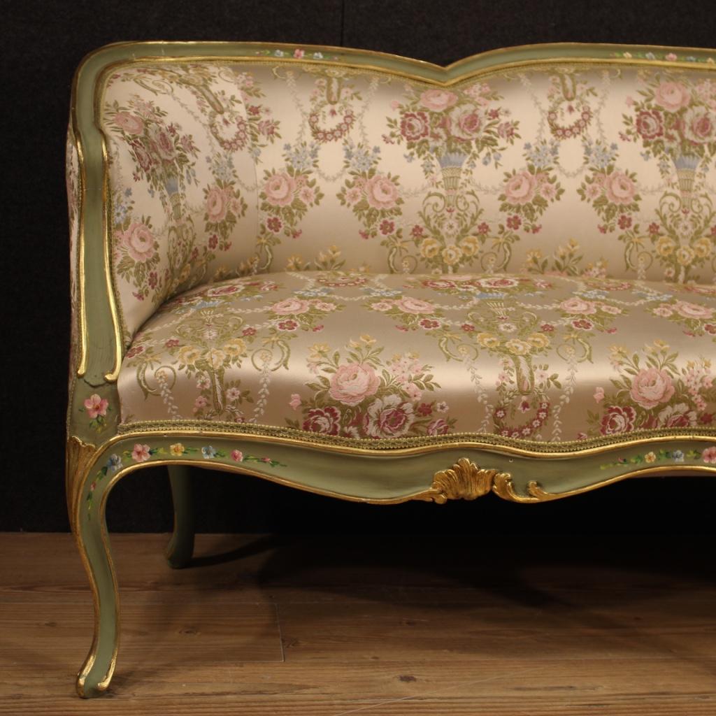 20th Century Lacquered Painted and Giltwood Venetian Sofa, 1930 In Good Condition In Vicoforte, Piedmont