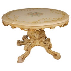 20th Century Lacquered Painted and Giltwood Venetian Dining Center Table, 1960