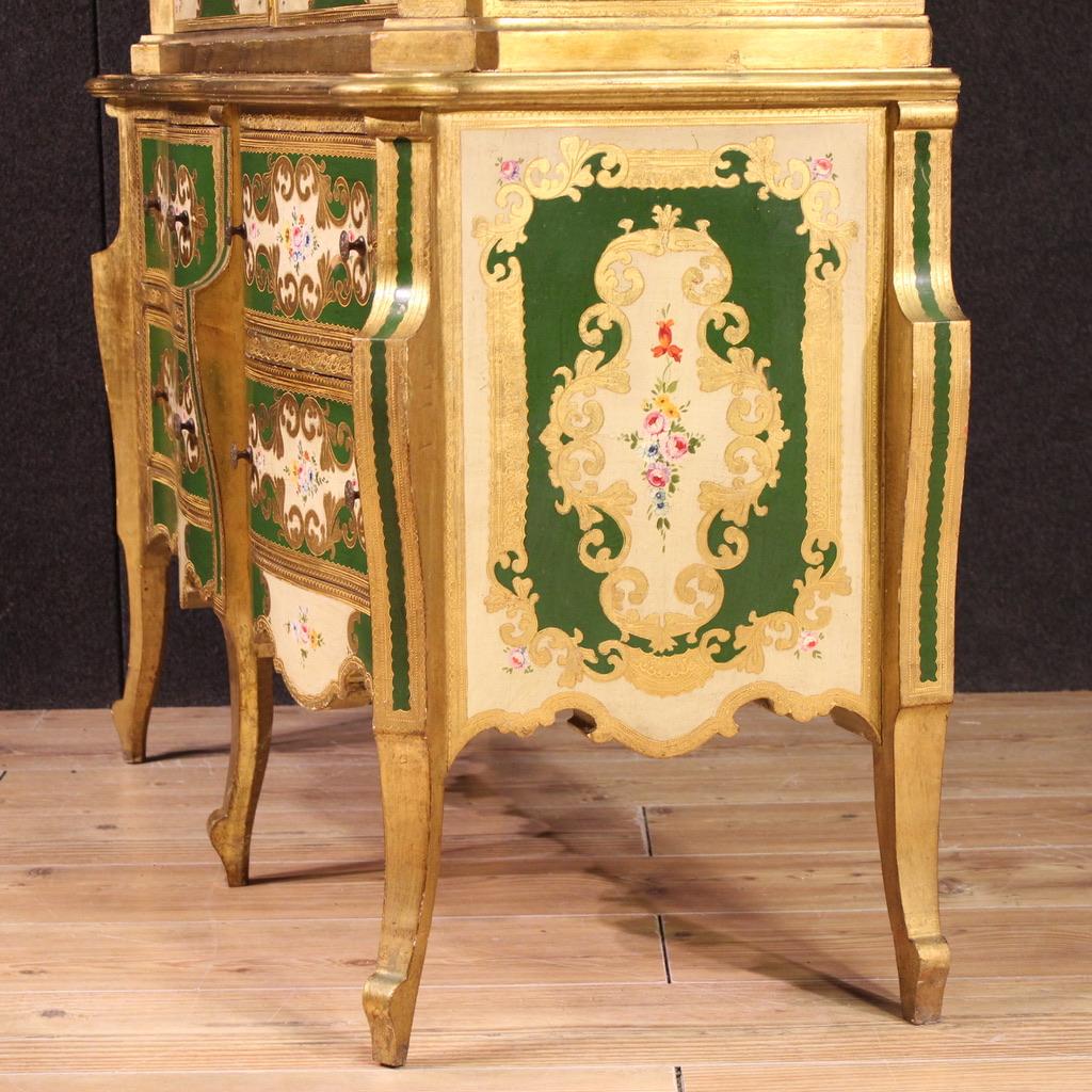 Mid-20th Century 20th Century Lacquered, Painted and Gold Wood Florentine Vitrine, 1960 in vendita