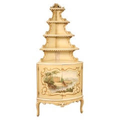 20th Century Lacquered Painted and Gold Wood Italian Corner Cabinet, 1960