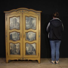 20th Century Lacquered, Painted and Gold Wood Italian Wardrobe, 1950s