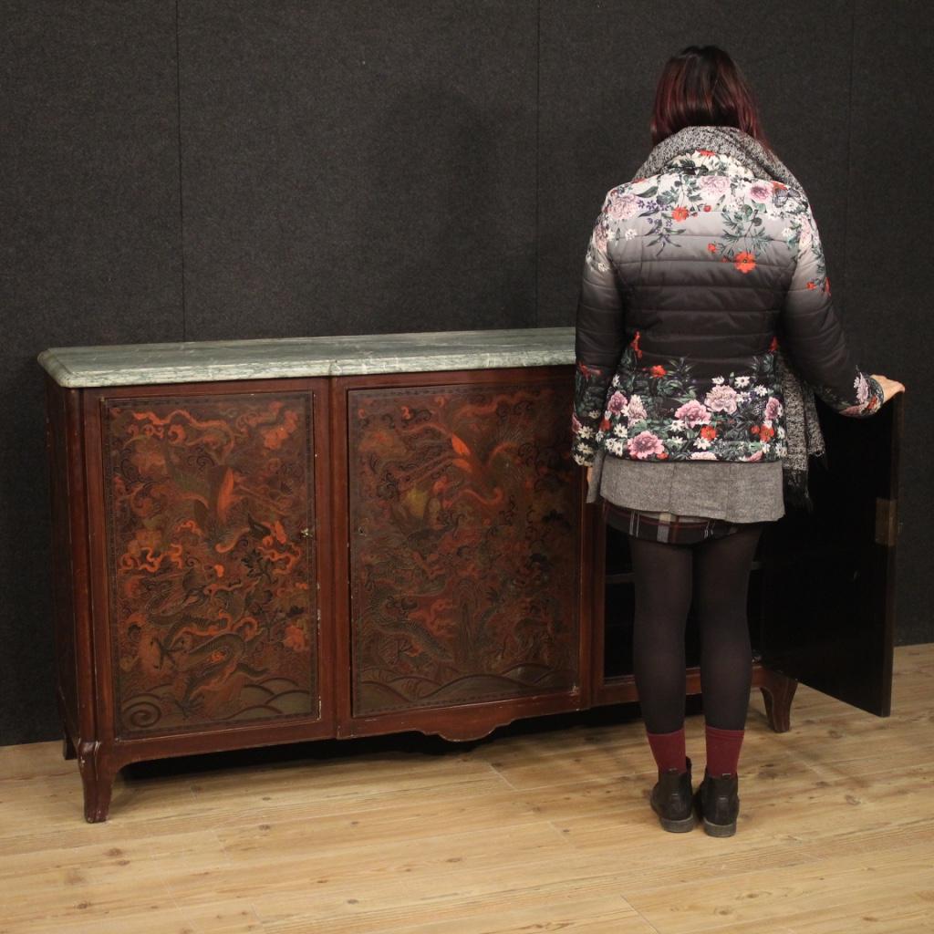 20th Century Lacquered Painted Chinoiserie Wood French Sideboard, 1950 8