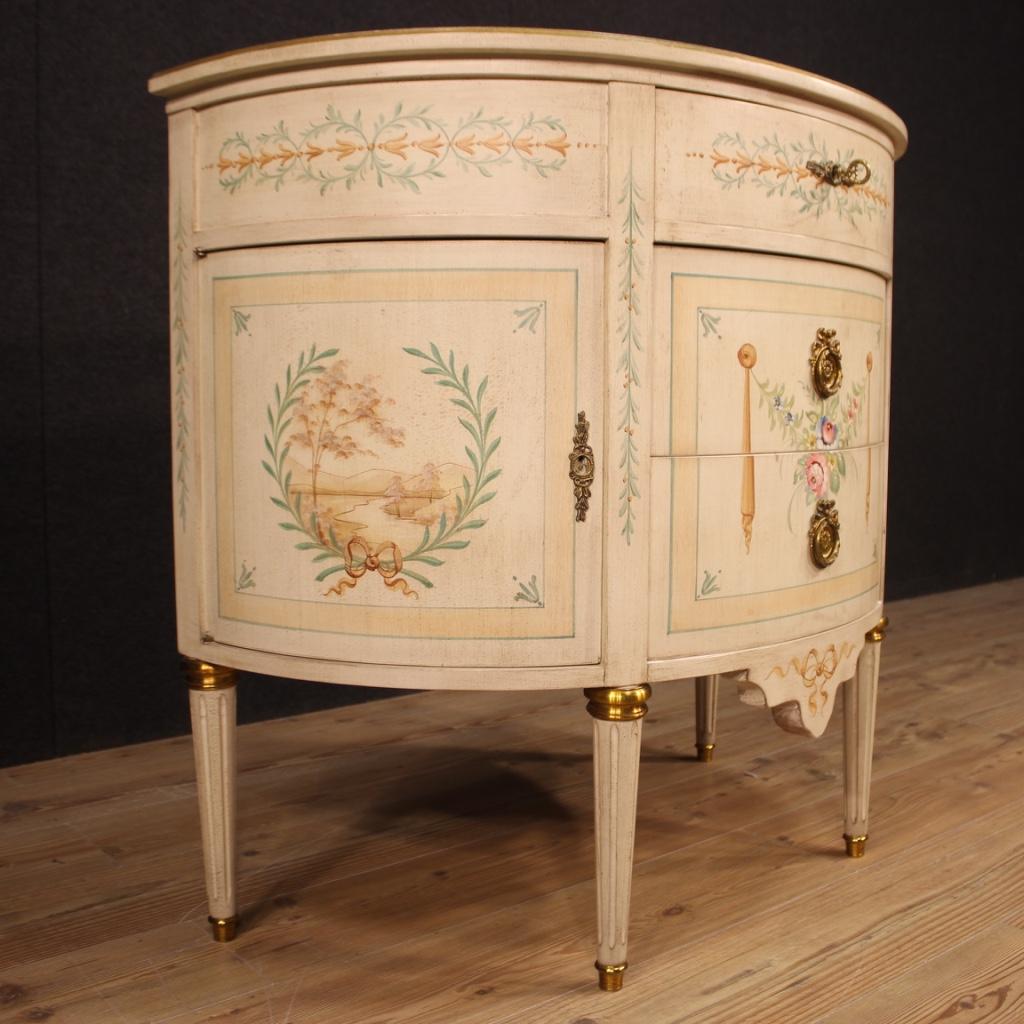 20th Century Lacquered, Painted, Gilt Wood French Louis XVI Demilune Dresser 3