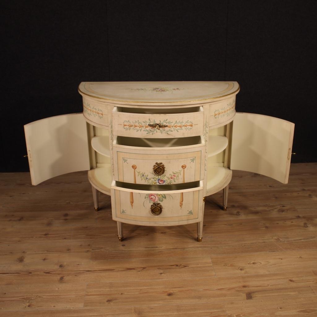 20th Century Lacquered, Painted, Gilt Wood French Louis XVI Demilune Dresser 6