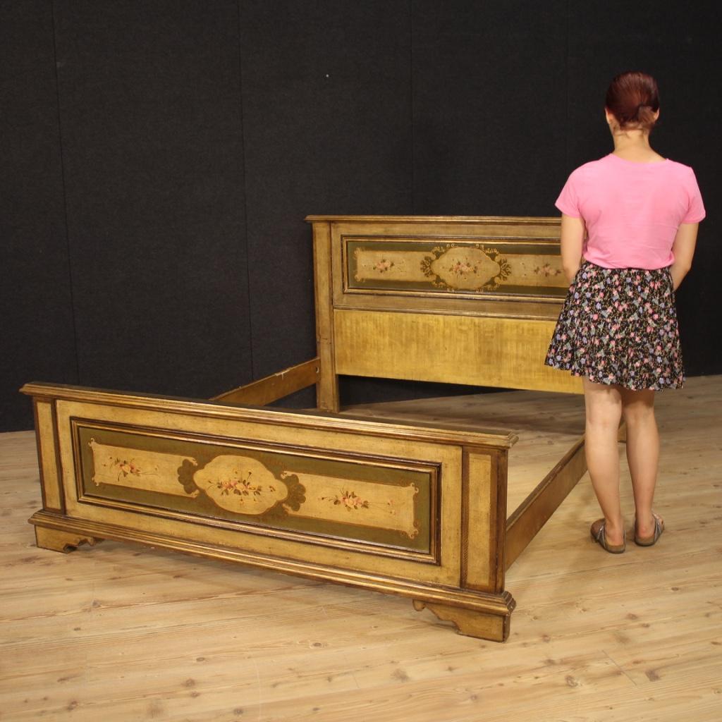 20th Century Lacquered, Painted, Gilt Wood Italian Bed, 1960 9