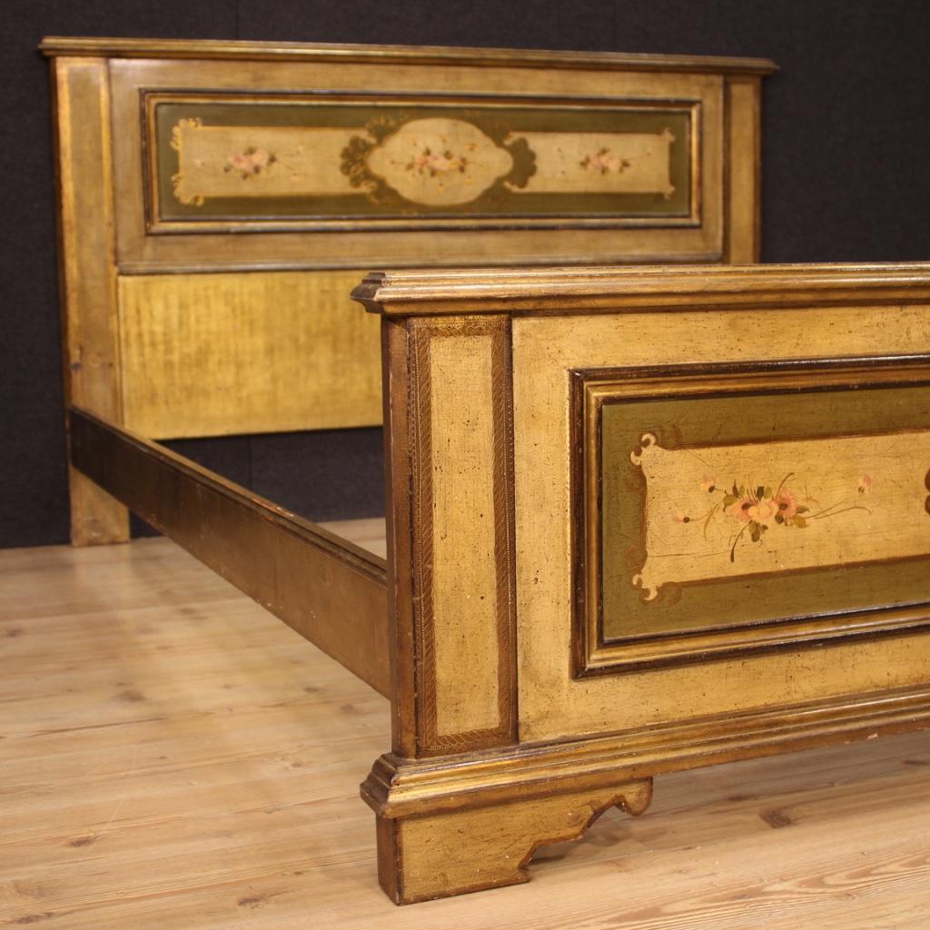 20th Century Lacquered, Painted, Gilt Wood Italian Bed, 1960 2
