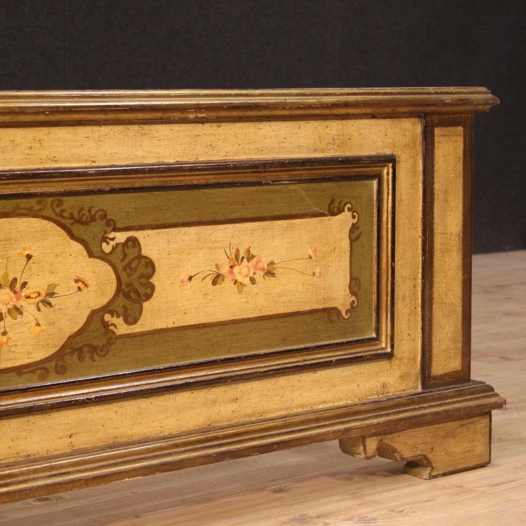 20th Century Lacquered, Painted, Gilt Wood Italian Bed, 1960 3