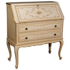 20th Century Lacquered, Painted, Gilt Wood Venetian Bureau, 1970