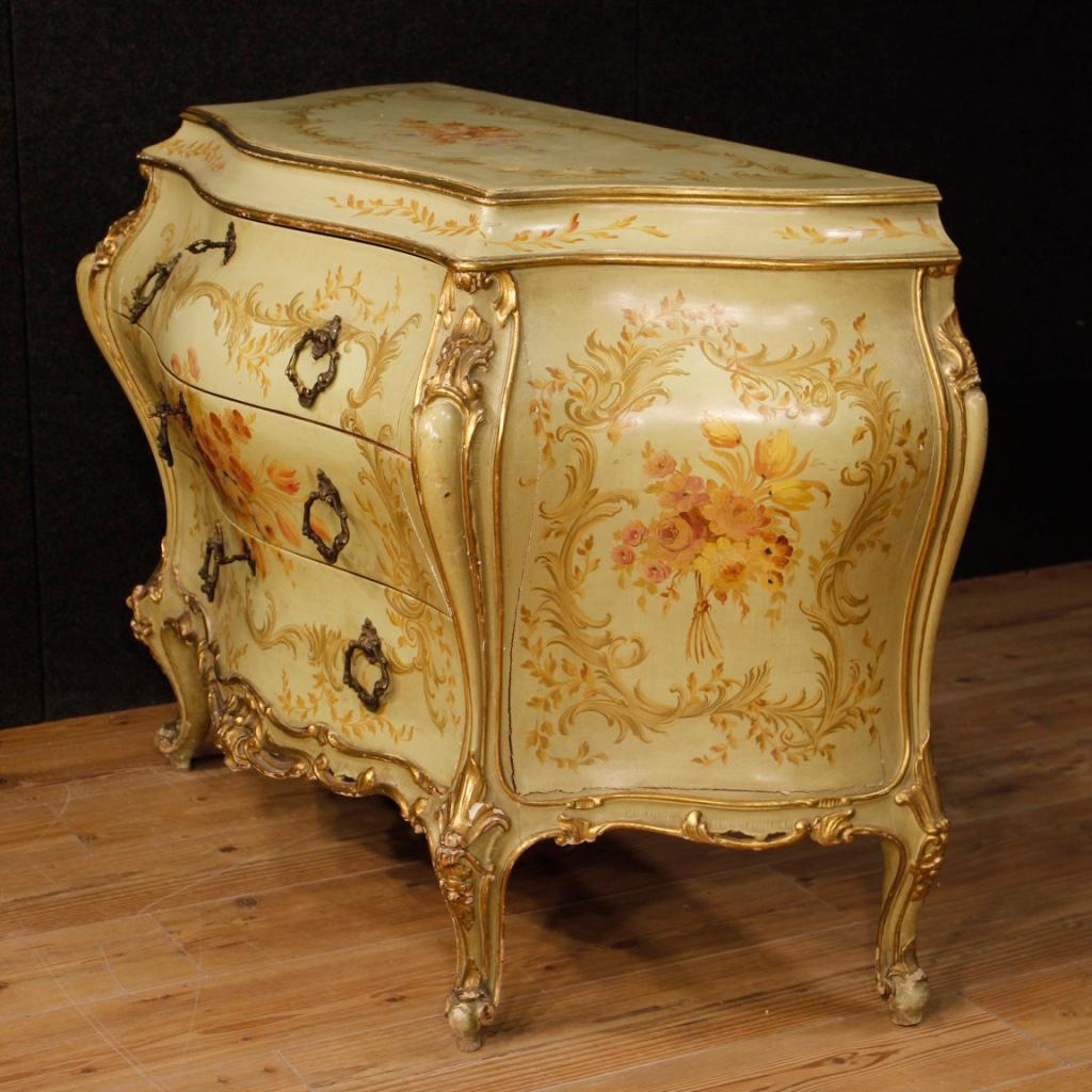 20th Century Lacquered, Painted, Giltwood Venetian Dresser, 1960 5