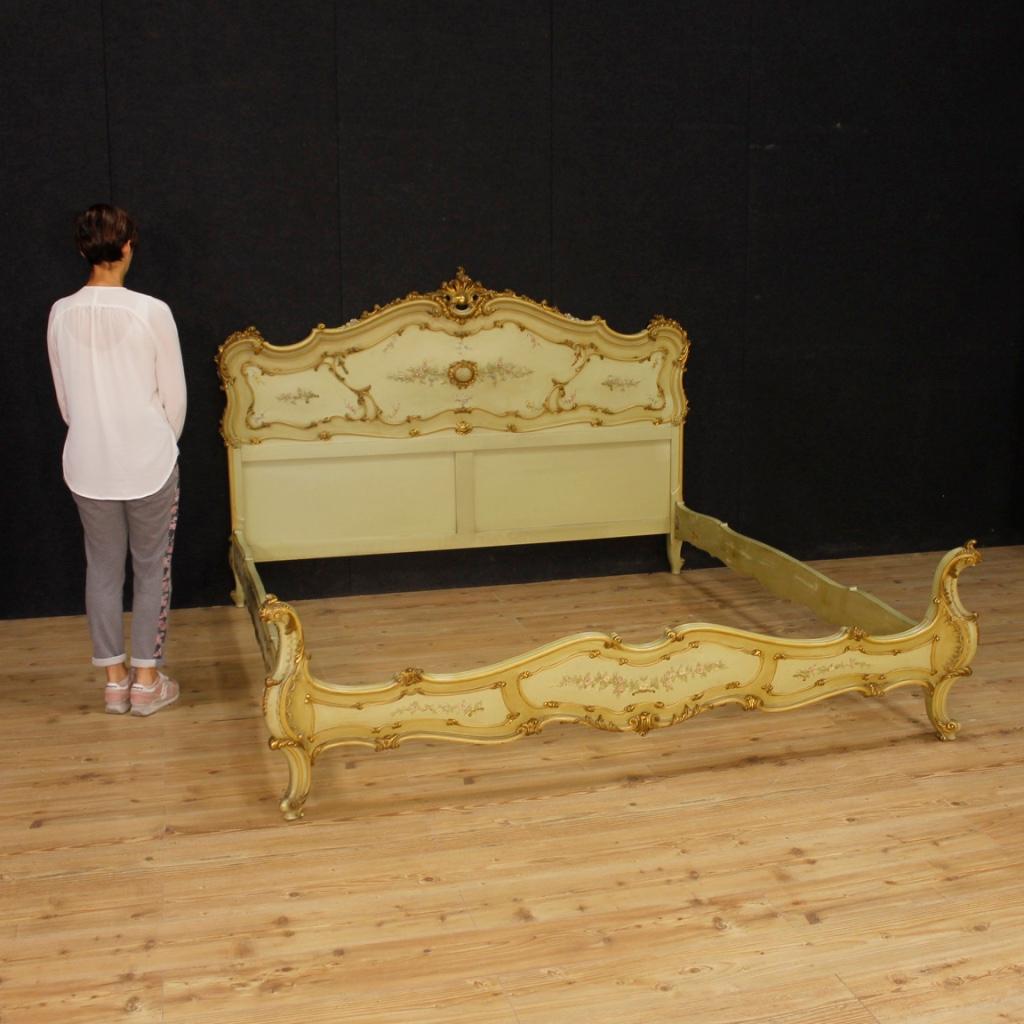 20th Century Lacquered, Painted, Giltwood and Plaster Venetian Double Bed, 1950 7