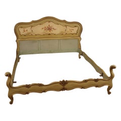 20th Century Lacquered Painted Giltwood Venetian Double Bed, 1960