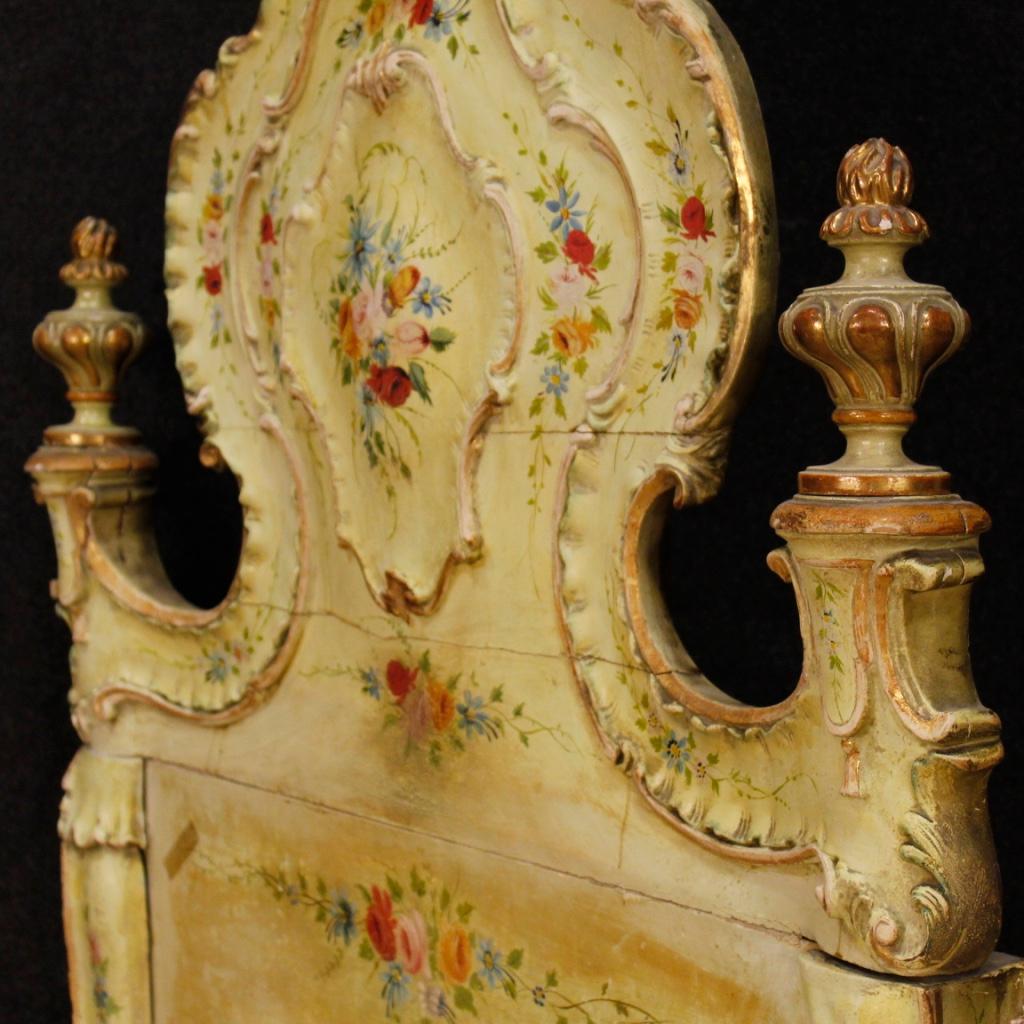 20th Century Lacquered, Painted, Giltwood Venetian Pair of Beds, 1950 5