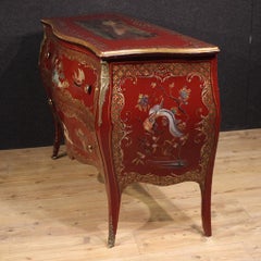 20th Century Lacquered Painted Gold Chinoiserie French Commode, 1960s