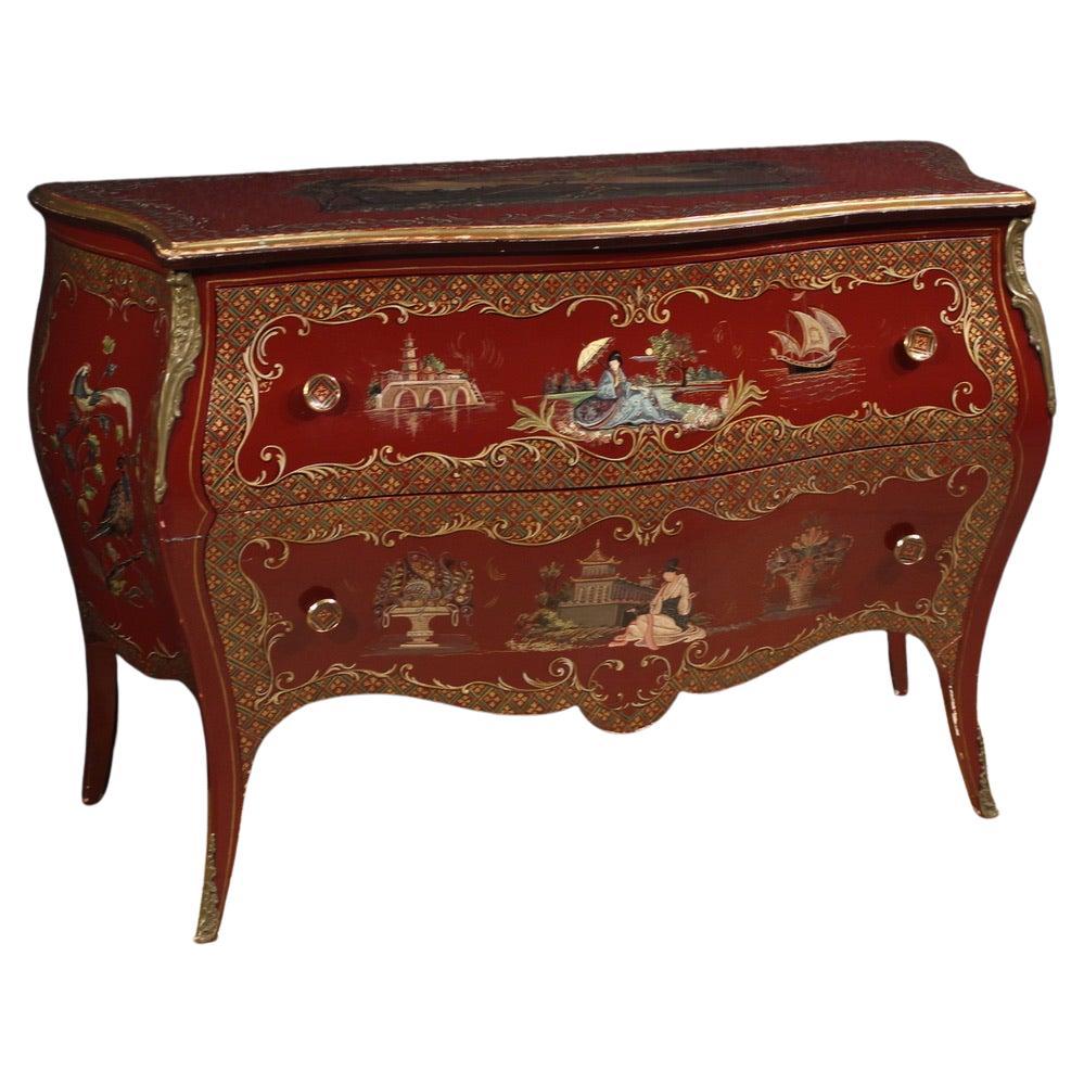 commode française du 20e siècle, laquée et peinte à l'or Chinoiserie, 1960 en vente