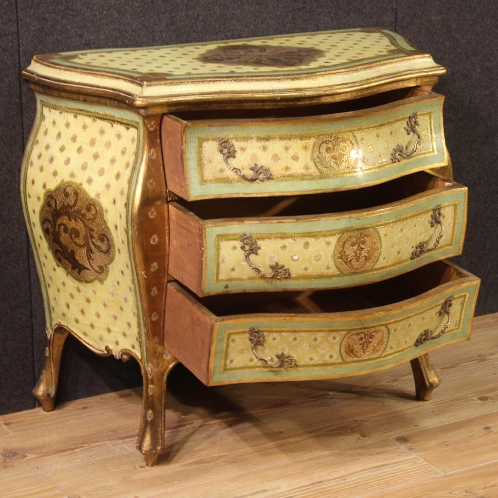 20th Century Lacquered Painted Gold Wood Tuscan Dresser, 1970  7