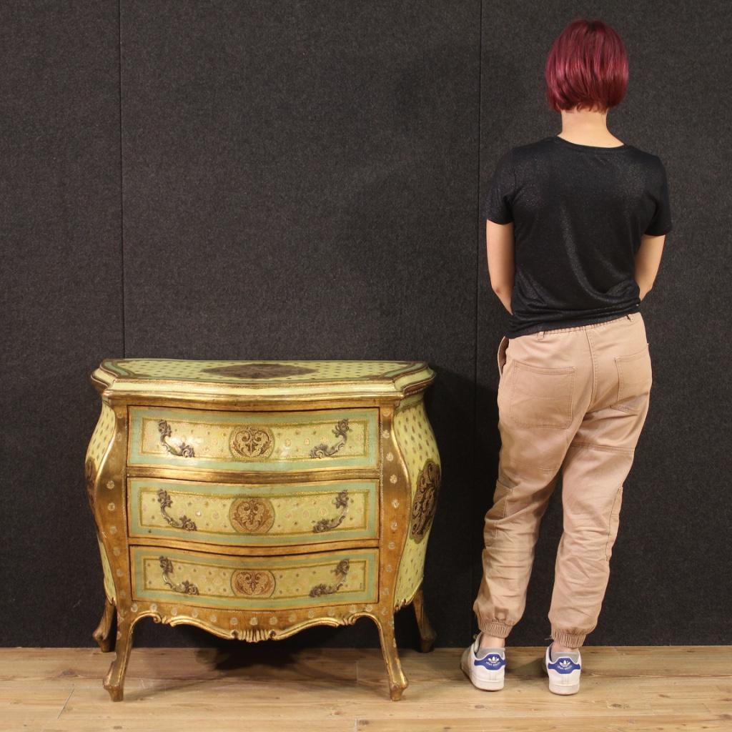 20th Century Lacquered Painted Gold Wood Tuscan Dresser, 1970  8