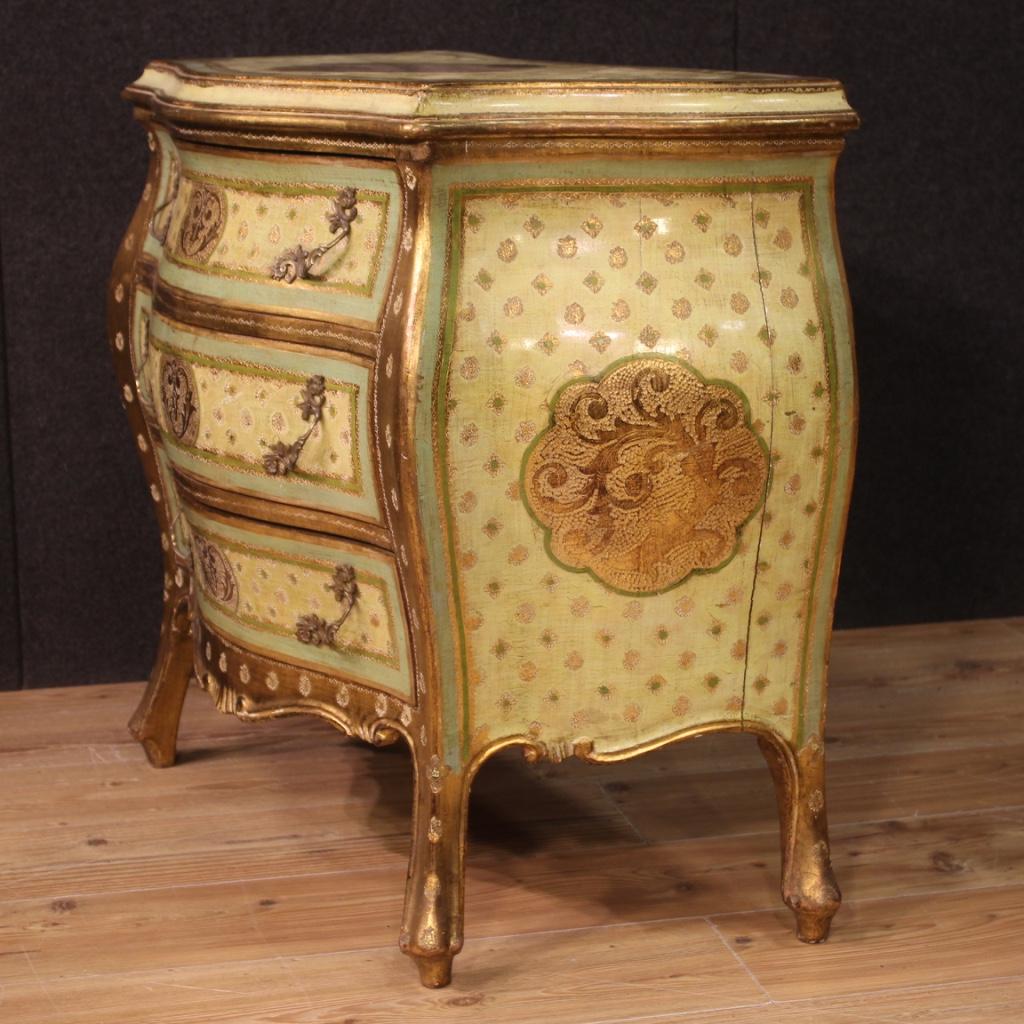 20th Century Lacquered Painted Gold Wood Tuscan Dresser, 1970  2
