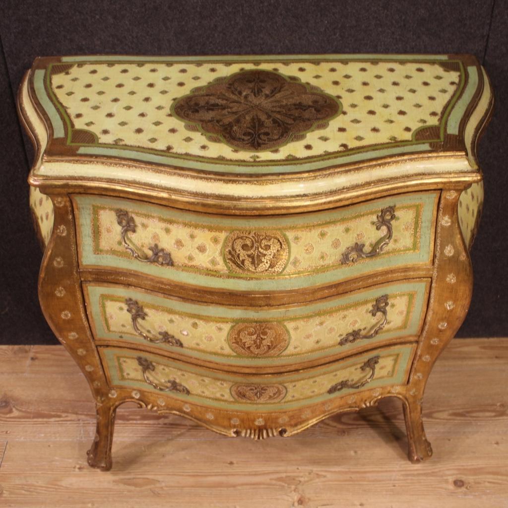 20th Century Lacquered Painted Gold Wood Tuscan Dresser, 1970  5