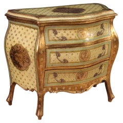 20th Century Lacquered Painted Gold Wood Tuscan Dresser, 1970 