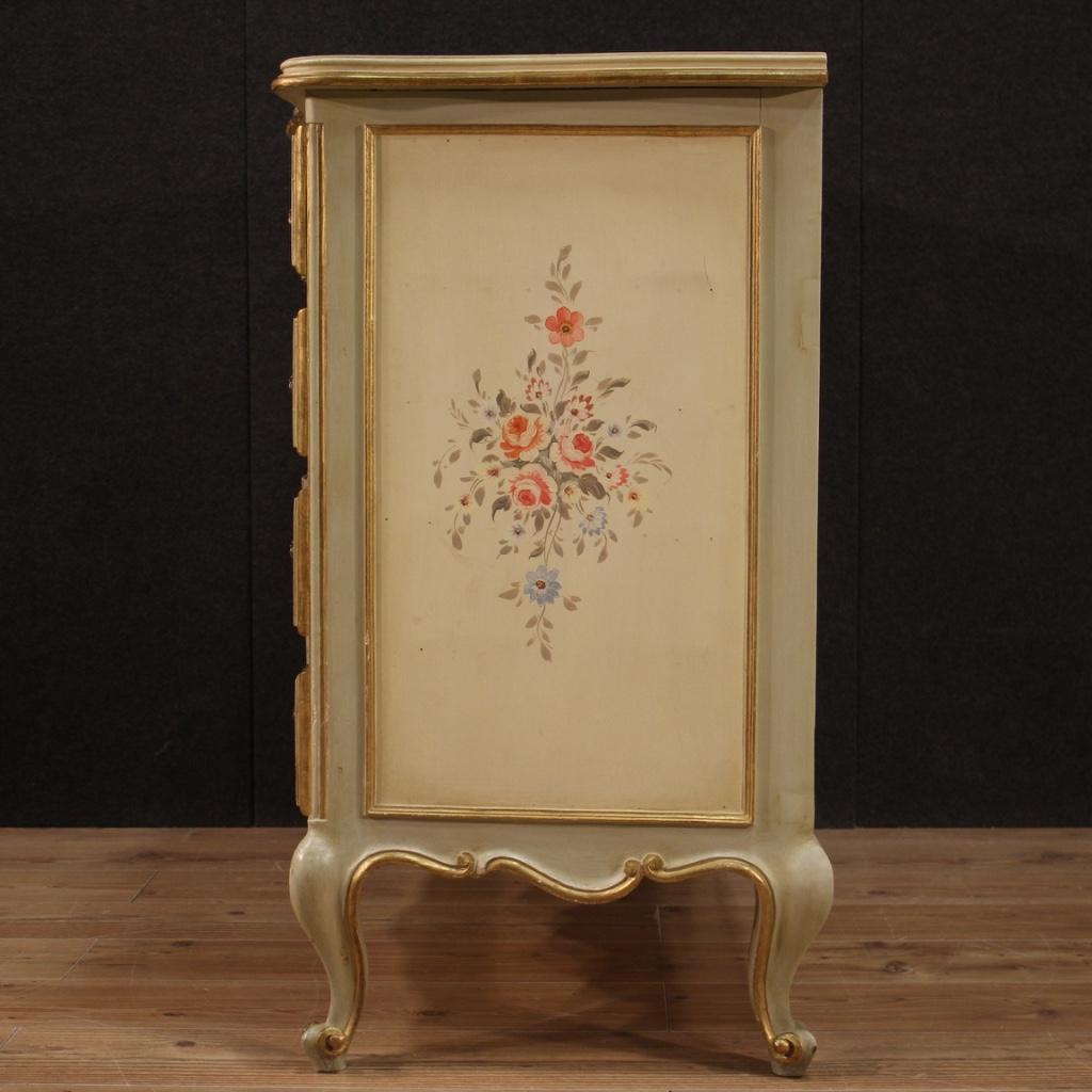 20th Century Lacquered Painted Gold Wood Venetian Commode, 1970 6