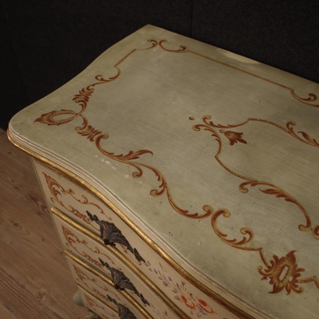 20th Century Lacquered Painted Gold Wood Venetian Commode, 1970 7