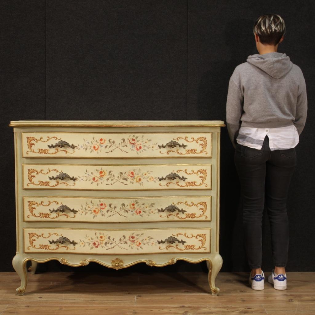 20th Century Lacquered Painted Gold Wood Venetian Commode, 1970 8