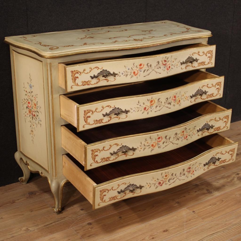 20th Century Lacquered Painted Gold Wood Venetian Commode, 1970 2