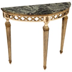 20th Century Lacquered Painted Wood and Marble Louis XVI Style Italian Console