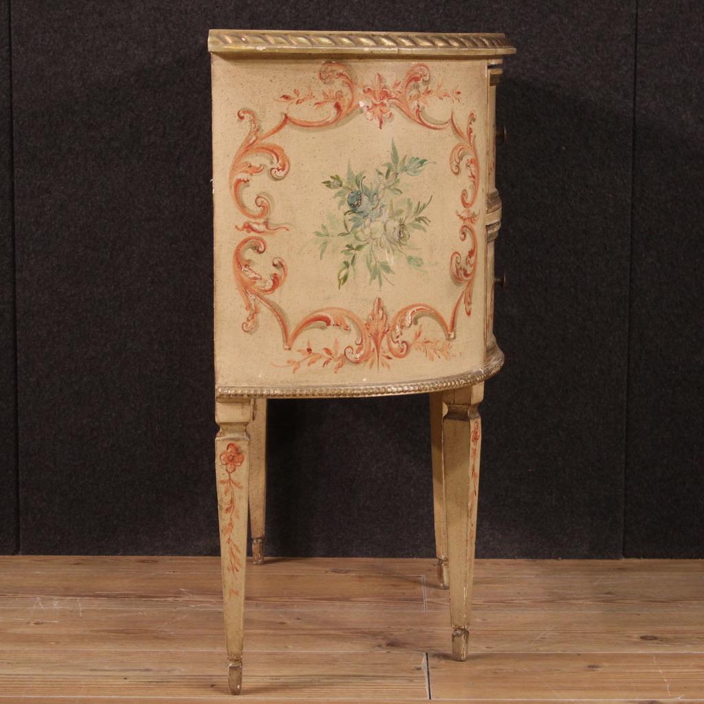20th Century Lacquered Painted Wood Italian Half Moon Louis XVI Style Commode 9