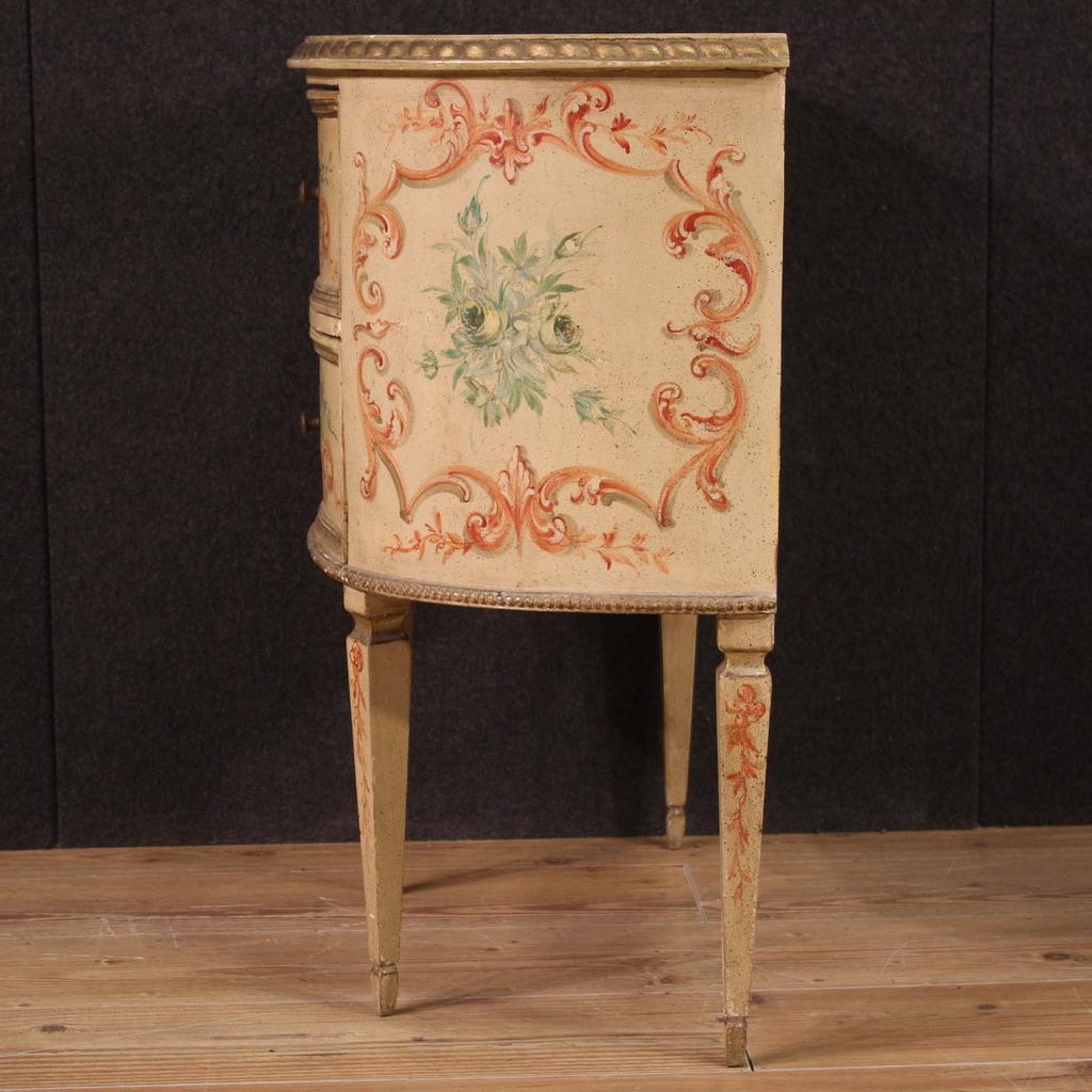 20th Century Lacquered Painted Wood Italian Half Moon Louis XVI Style Commode 4