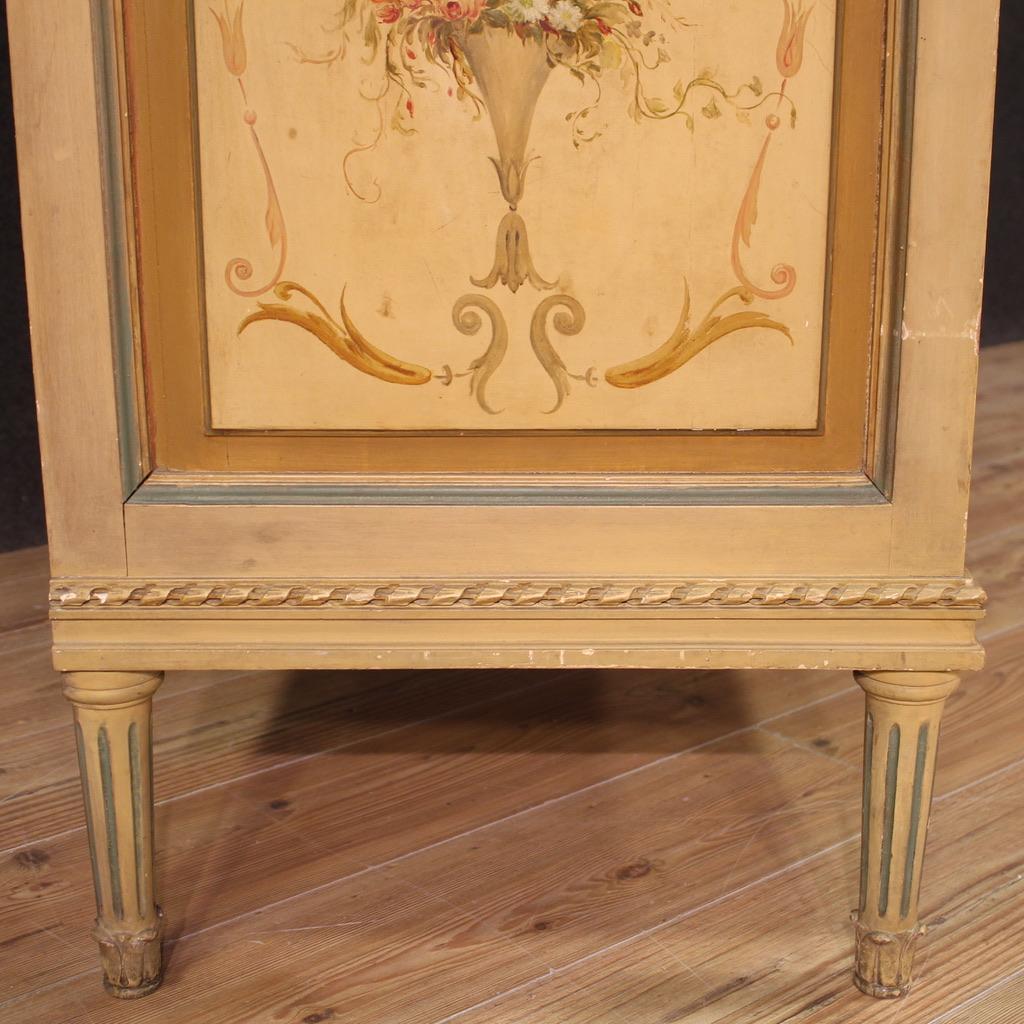 20th Century Lacquered Painted Wood Louis XVI Style Italian Commode with Mirror For Sale 7