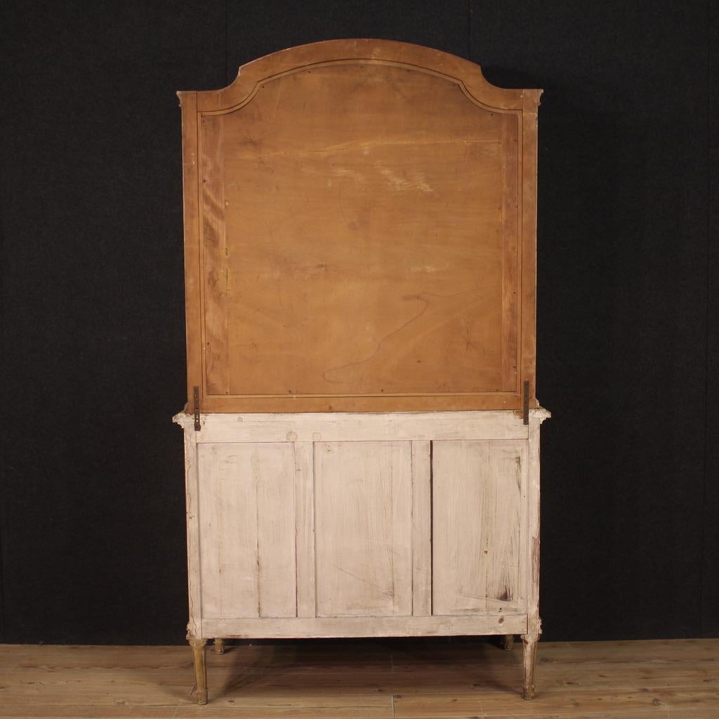 20th Century Lacquered Painted Wood Louis XVI Style Italian Commode with Mirror For Sale 8