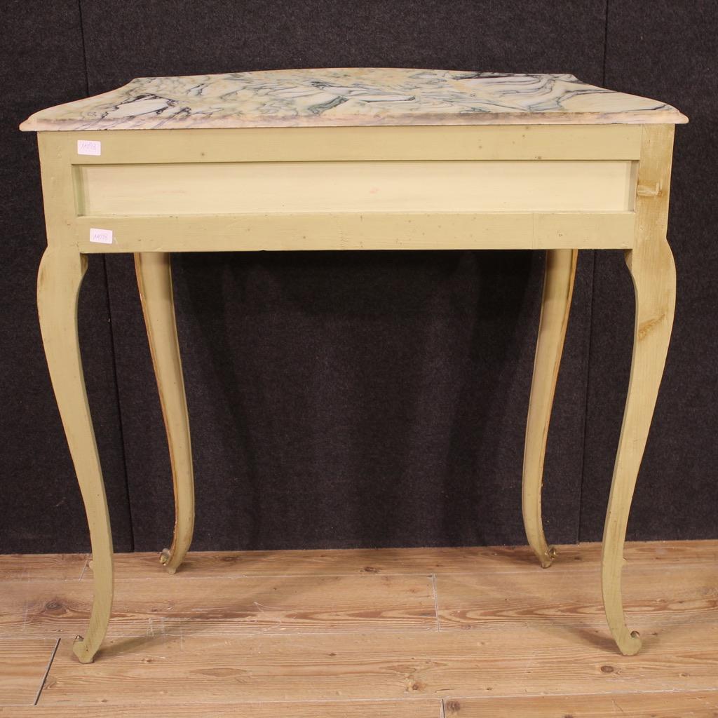 20th Century Lacquered Painted Wood Marble Top Italian Console Table, 1960s For Sale 5