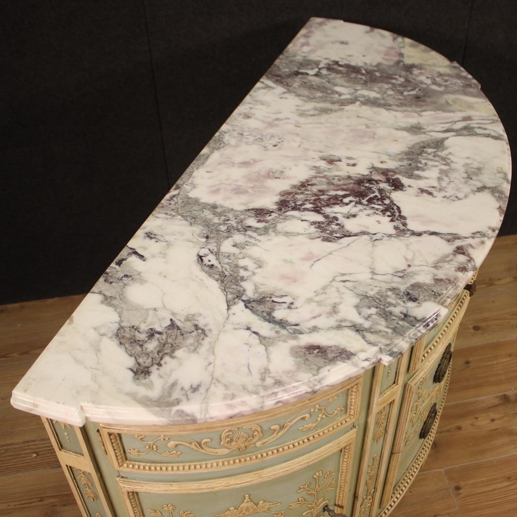 20th Century Lacquered Painted Wood Marble Top Italian Louis XVI Style Commode 7