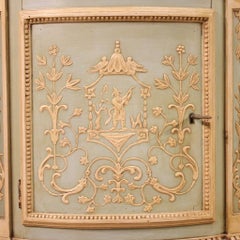 20th Century Lacquered Painted Wood Marble Top Italian Louis XVI Style Commode