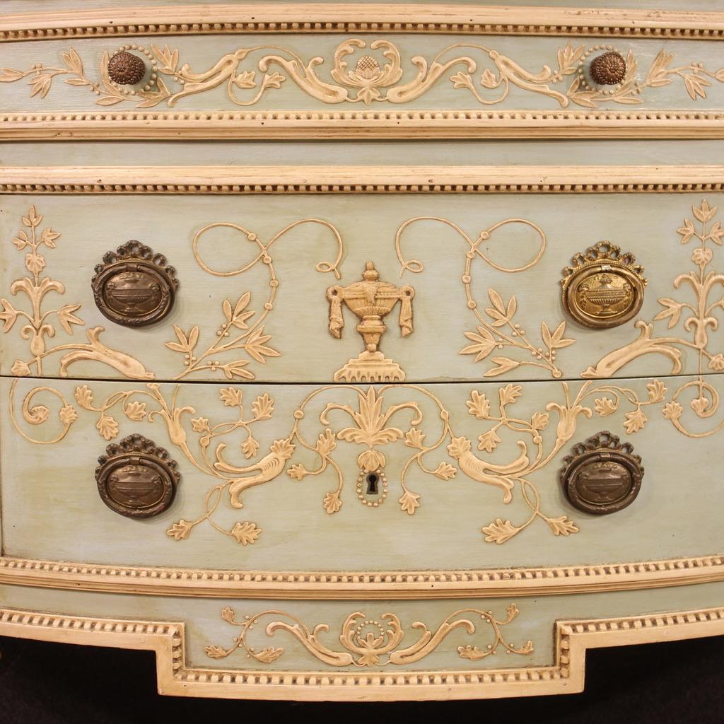 20th Century Lacquered Painted Wood Marble Top Italian Louis XVI Style Commode 3
