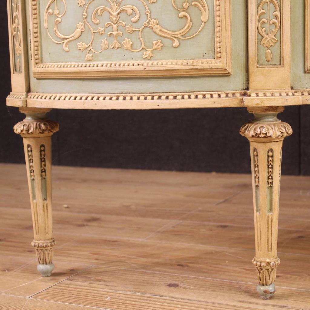 20th Century Lacquered Painted Wood Marble Top Italian Louis XVI Style Commode 5