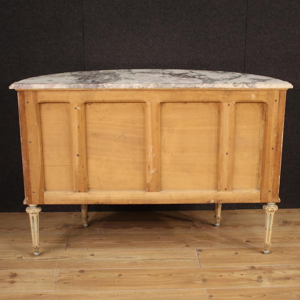 20th Century Lacquered Painted Wood Marble Top Italian Louis XVI Style Commode 6