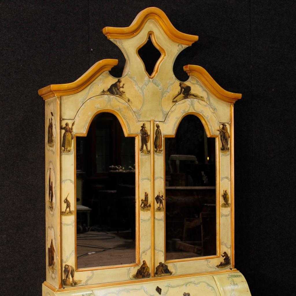 Italian 20th Century Lacquered, Painted Wood Venetian Trumeau, 1970