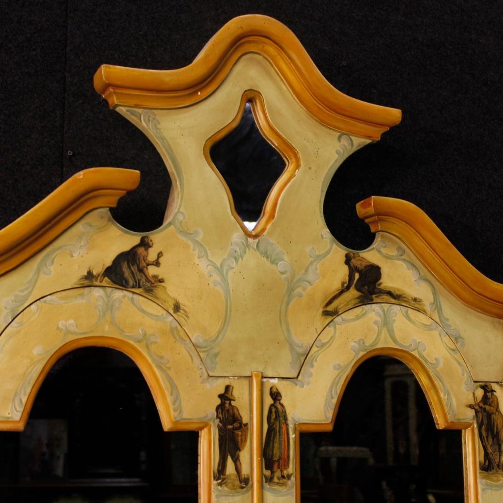20th Century Lacquered, Painted Wood Venetian Trumeau, 1970 In Good Condition In Vicoforte, Piedmont