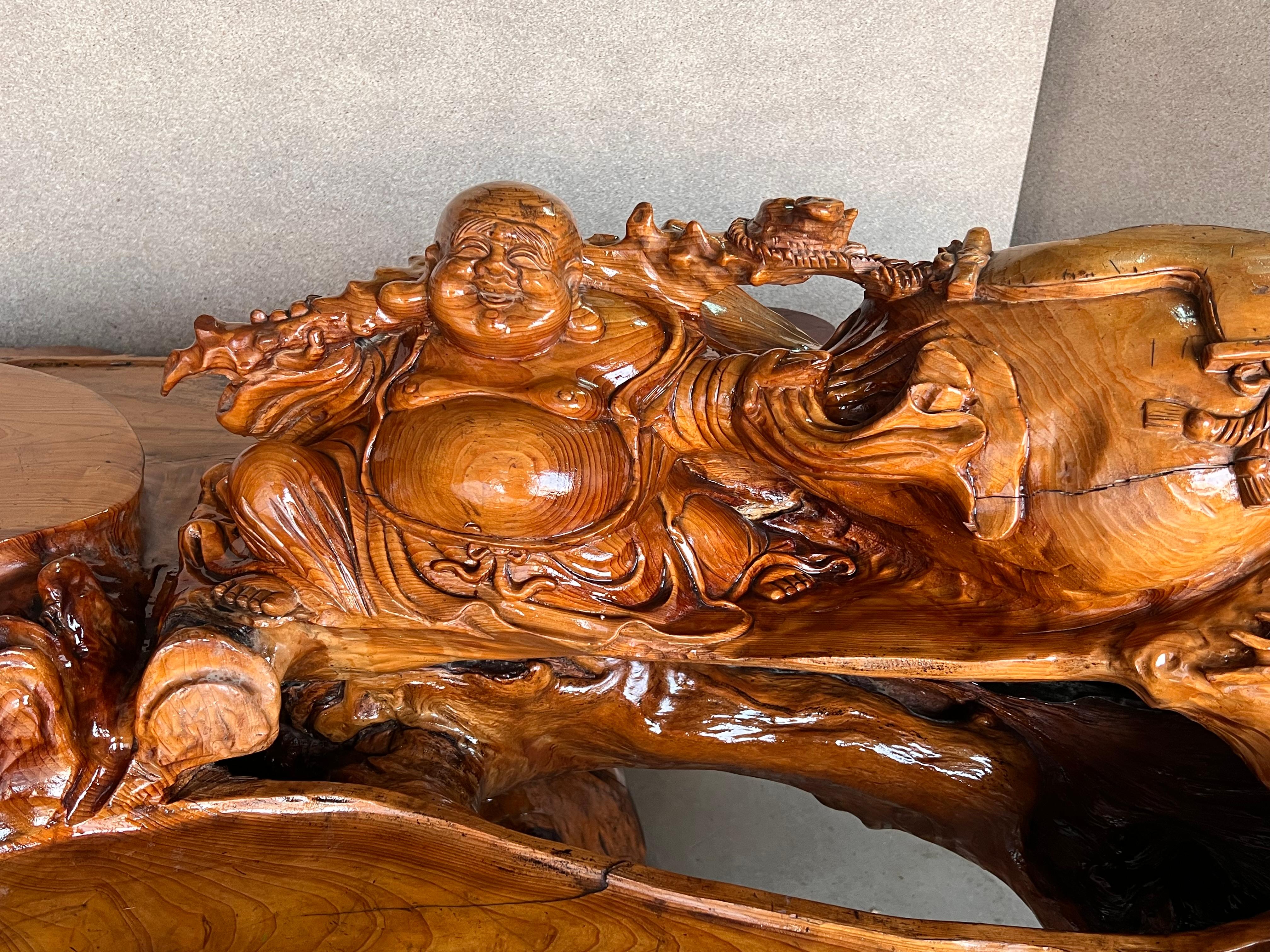 20th Century Lacquered Root Buddha Shrine Drilled to Work as a Fountain For Sale 5