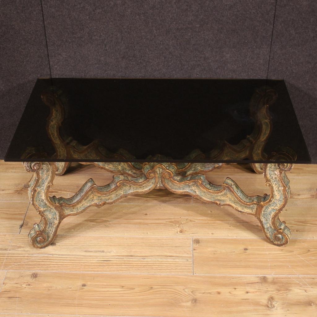 20th Century Lacquered Wood and Glass Top Italian Coffee Table, 1960s For Sale 1