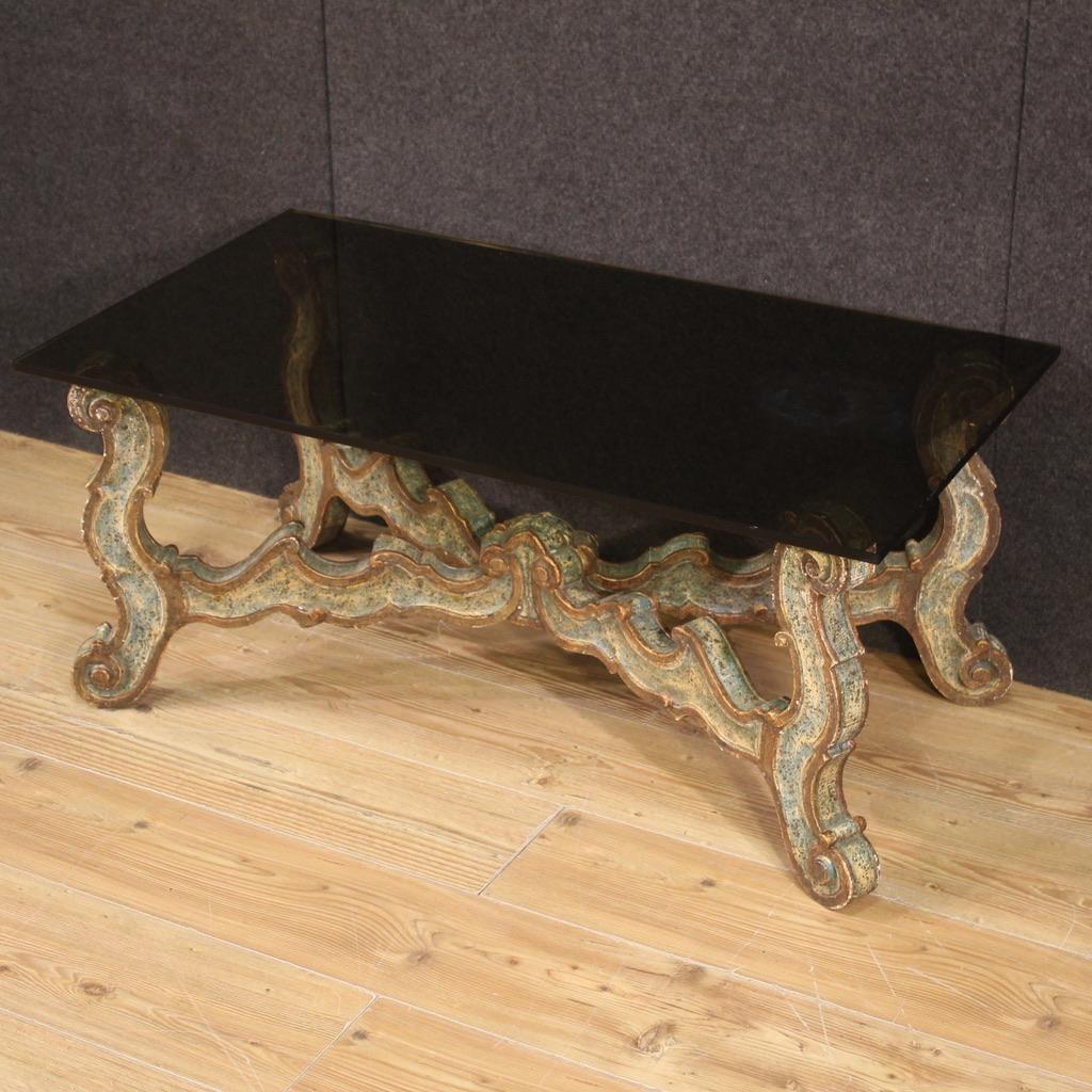 20th Century Lacquered Wood and Glass Top Italian Coffee Table, 1960s For Sale 2