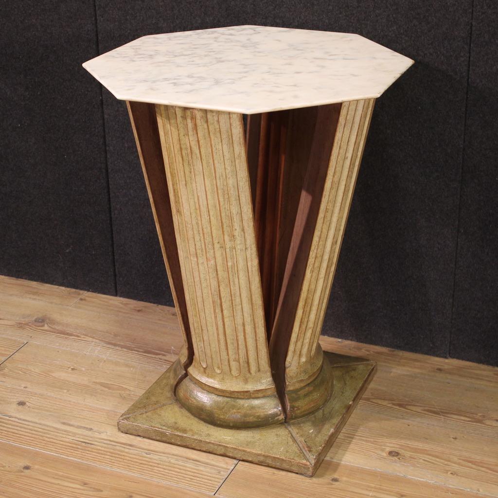 20th Century Lacquered Wood and Onyx Top Italian Side Table, 1970 In condizioni buone in vendita a Vicoforte, Piedmont
