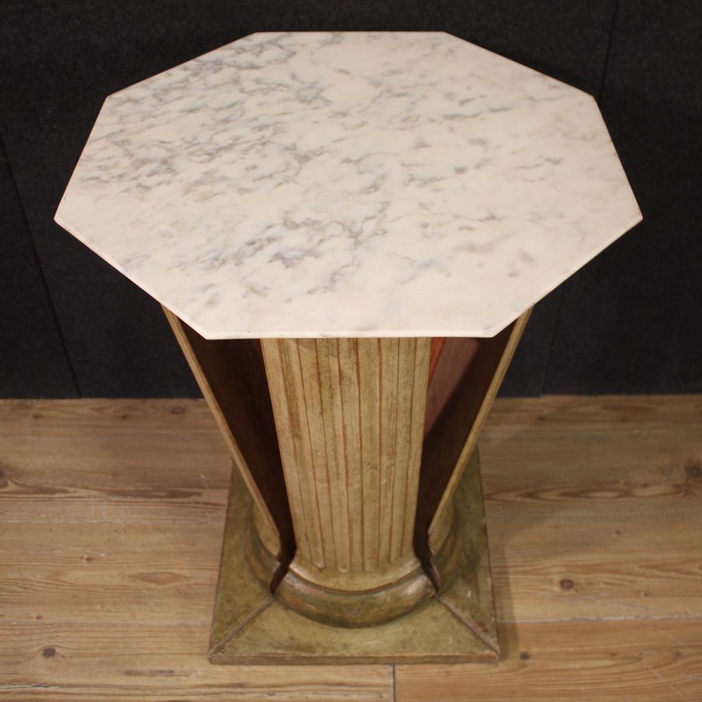 Late 20th Century 20th Century Lacquered Wood and Onyx Top Italian Side Table, 1970 in vendita