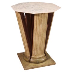 20th Century Lacquered Wood and Onyx Top Italian Side Table, 1970s