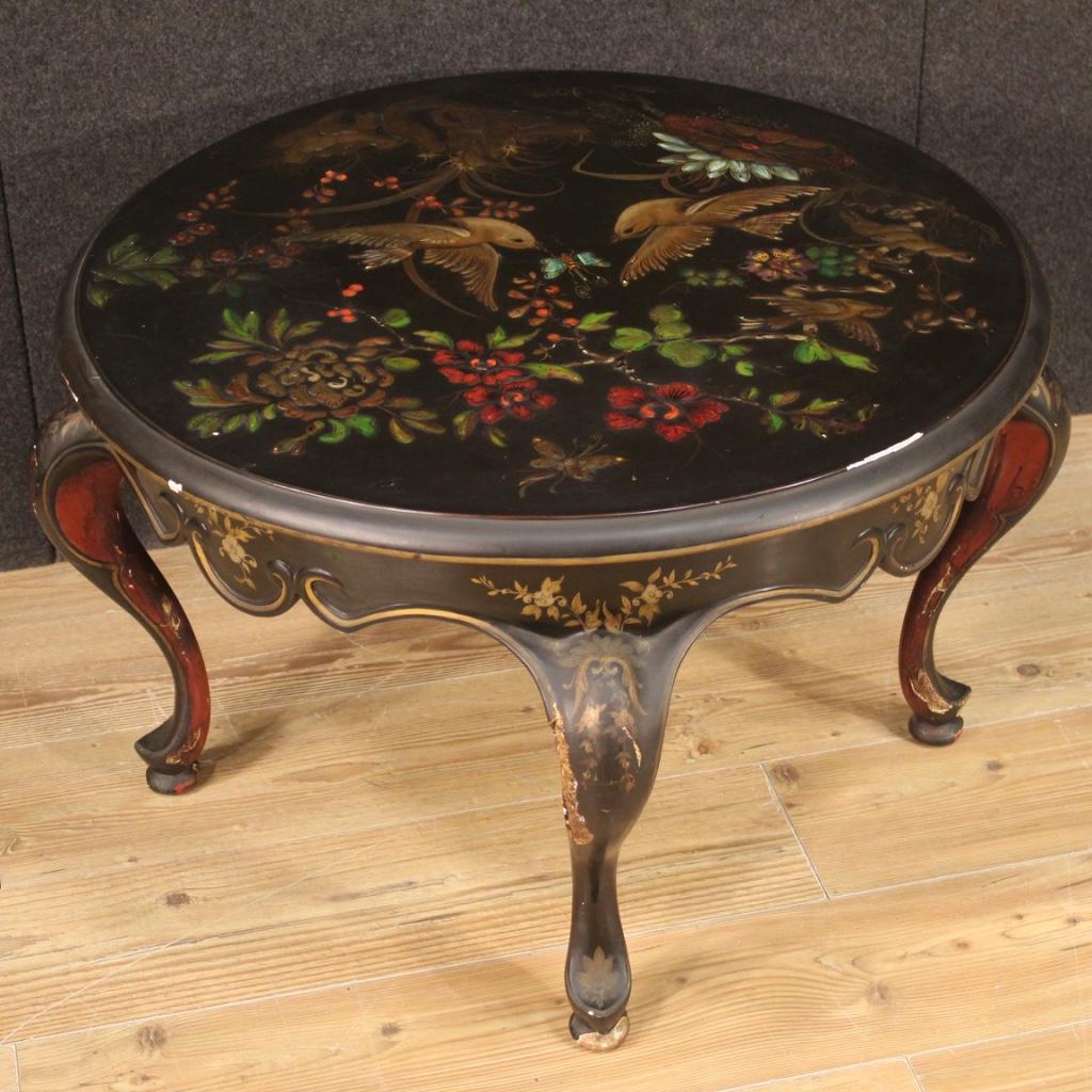 20th Century Lacquered Wood French Round Coffee Table, 1950 7