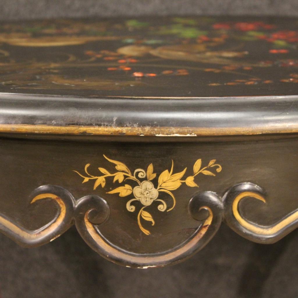20th Century Lacquered Wood French Round Coffee Table, 1950 8