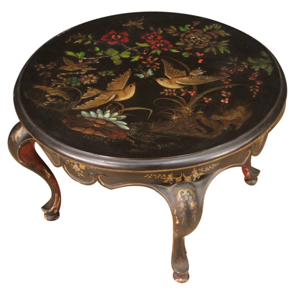 20th Century Lacquered Wood French Round Coffee Table, 1950