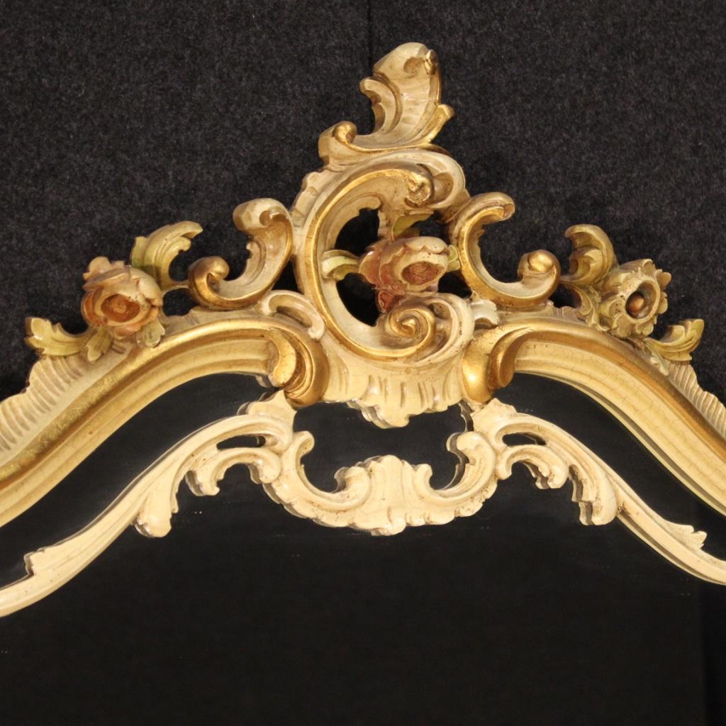 20th Century Lacquered Wood Marble Louis XV Style Italian Console with Mirror For Sale 4